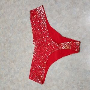 NWT VS red with tiny gold stars panties M